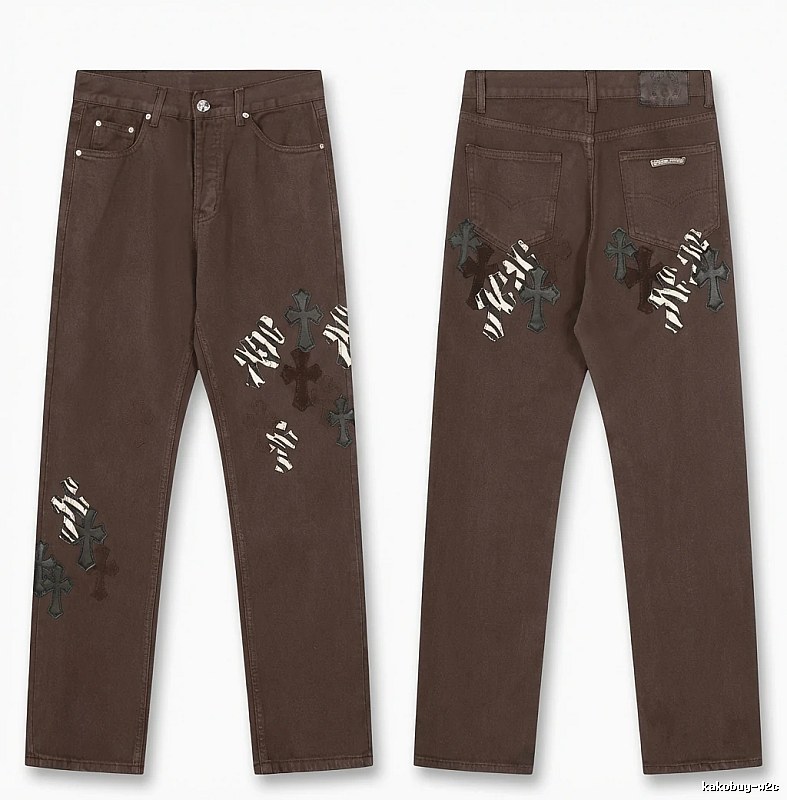 Chrome Hearts Cross Dark Style Brown Pants