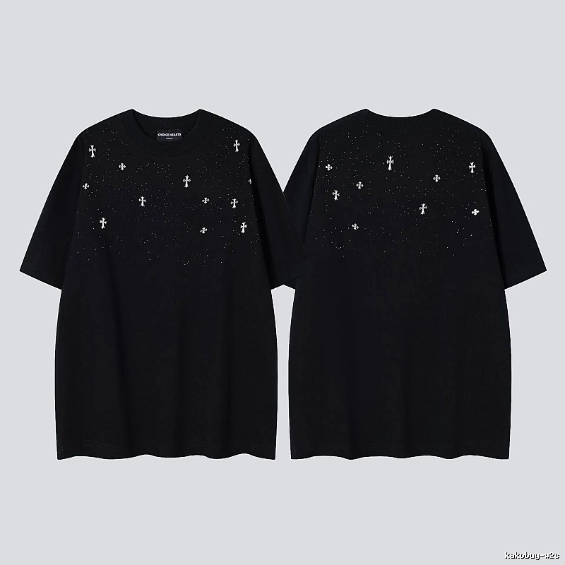 Chrome Hearts Cross Embroidered Street Style Black Short-sleeve T-shirt