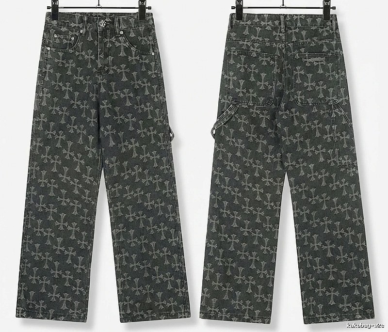 Chrome Hearts cross print black jeans