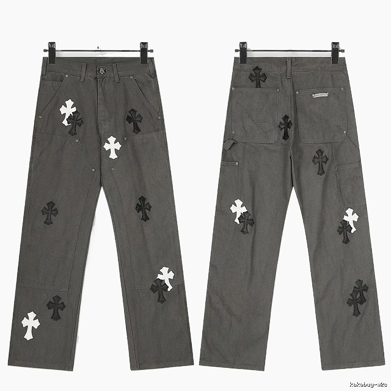 Chrome Hearts Cross Workwear Style Grey Pants