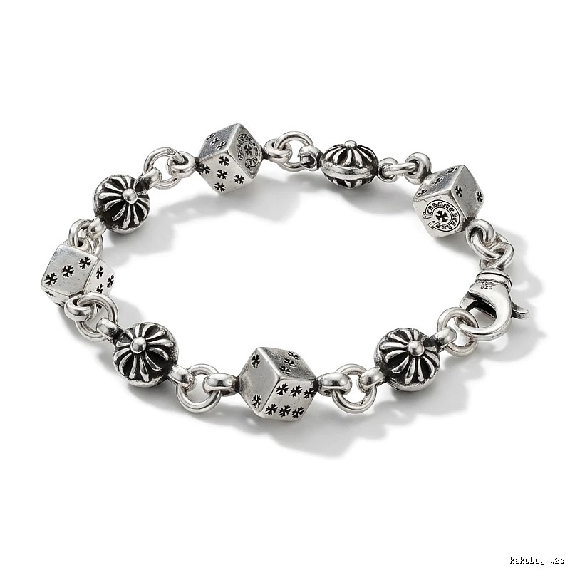Chrome Hearts Dice Retro Style Silver Bracelet