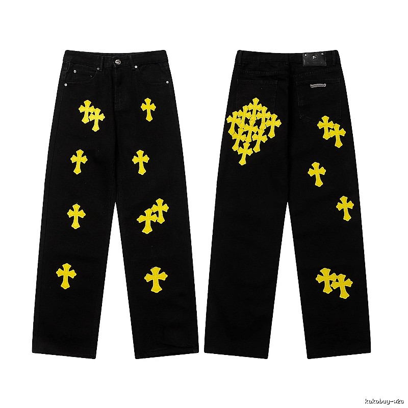 Chrome Hearts Easy Match Graphic jeans Light Denim Jeans for Everyday Use