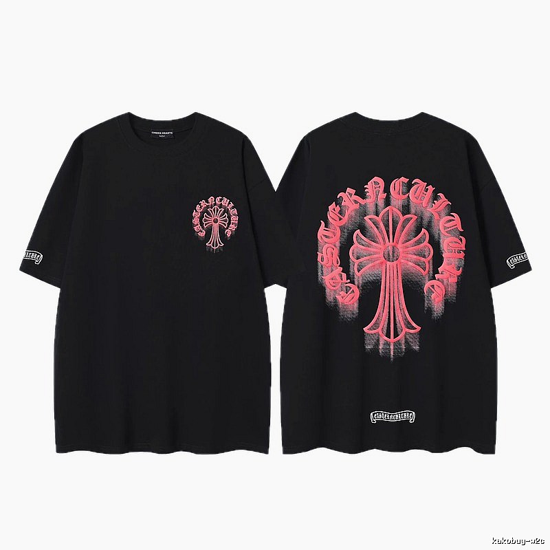 Chrome Hearts Gothic Style Cross Black Short Sleeve T-Shirt