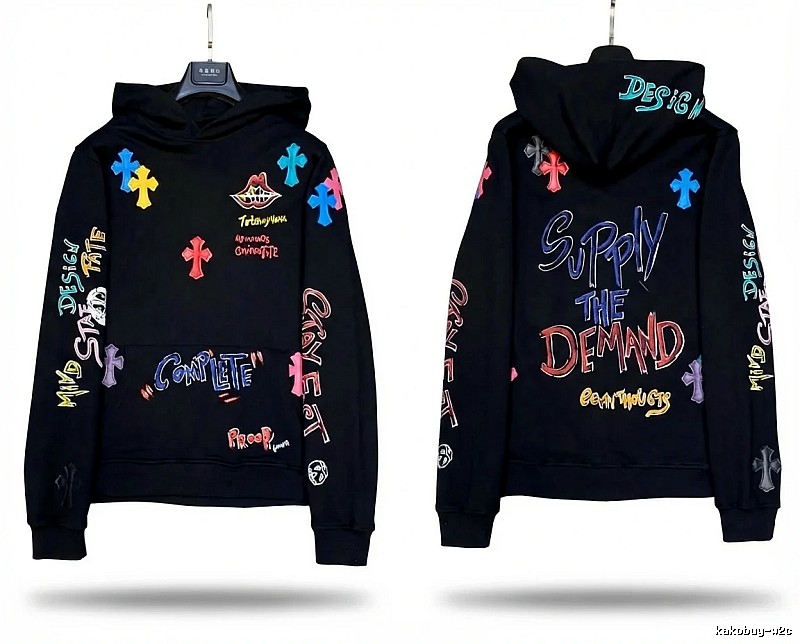 Chrome Hearts Graffiti Trendy Black Hoodie