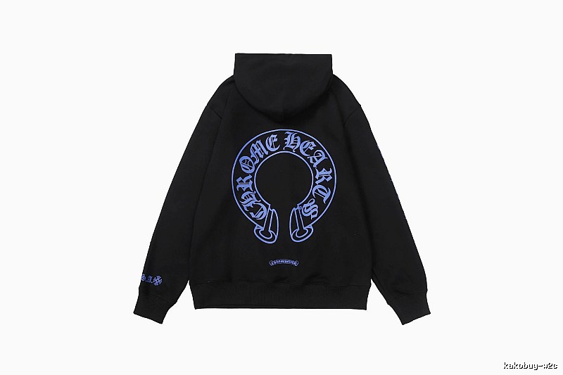 Chrome Hearts Logo Detail Cross graphic hoodie Black Blue Cross with Functional Detail