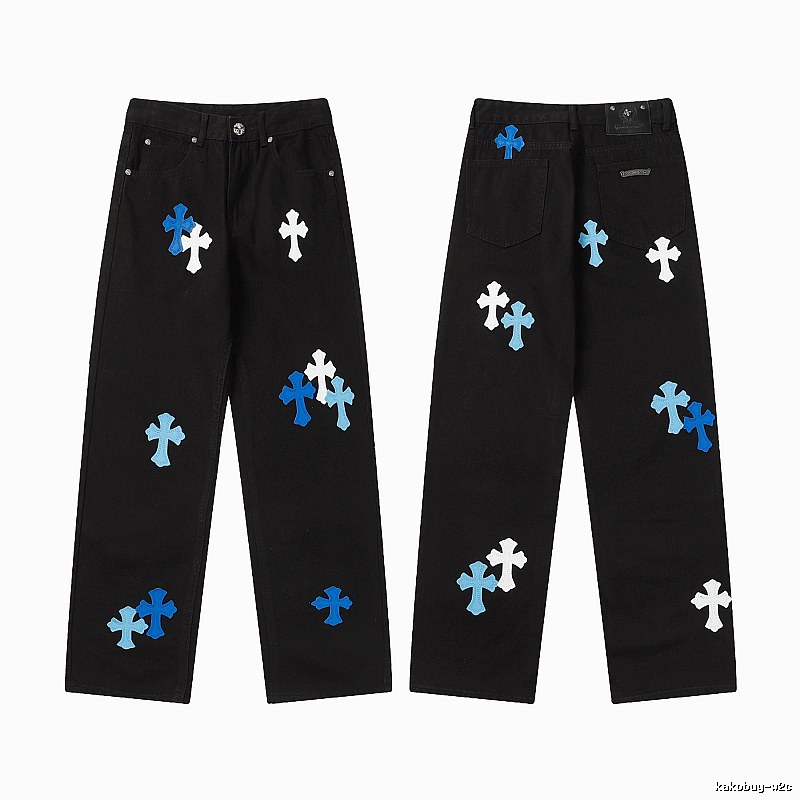 Chrome Hearts Logo Detail Graphic jeans Light Denim Jeans with Functional Detail