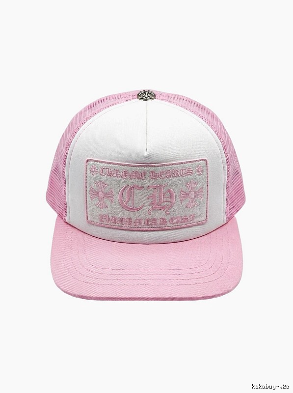 Chrome Hearts Pink and White Patchwork Trendy Hat