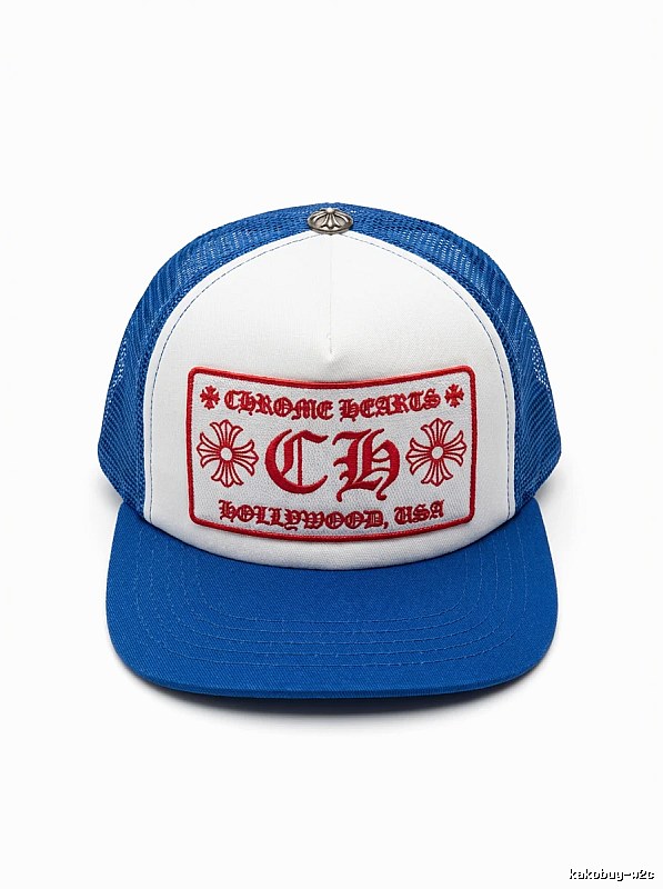 Chrome Hearts Retro Style Blue and White Hat