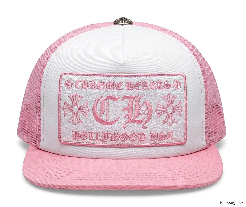 Chrome Hearts Retro Style Pink and White Hat