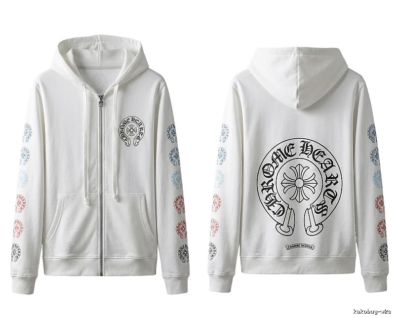 Chrome Hearts White Hoodie with Horseshoe Print Style