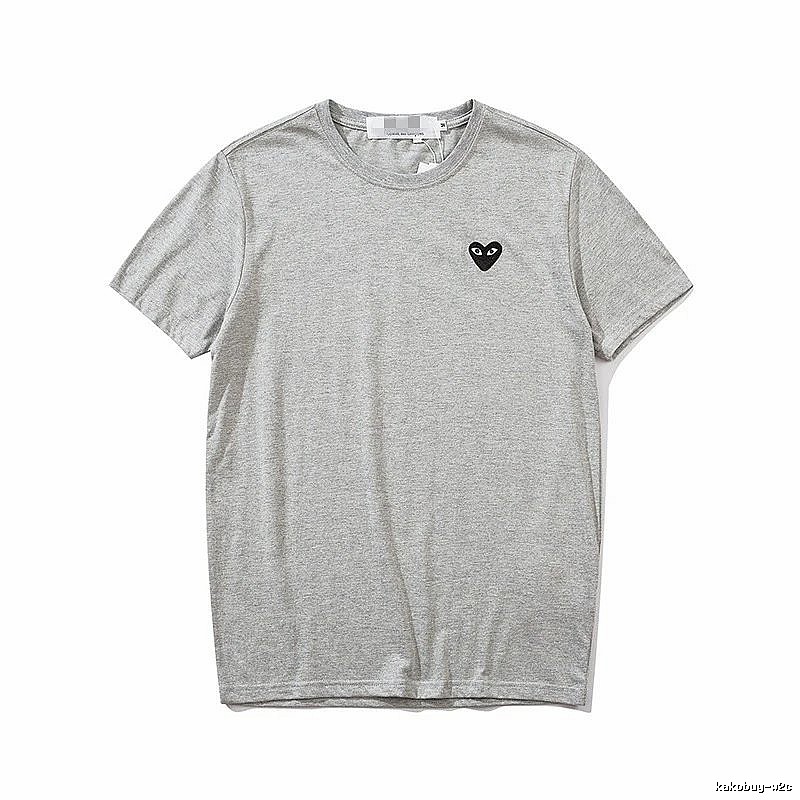 Comme des Garcons PLAY 2021-95 Gray Style 2195 Heart Logo T-Shirt Summer Styling