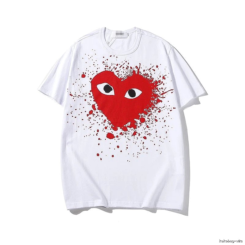 Comme des Garcons PLAY 2023-15 White Style 2315 Heart Logo T-Shirt Easy Pairing