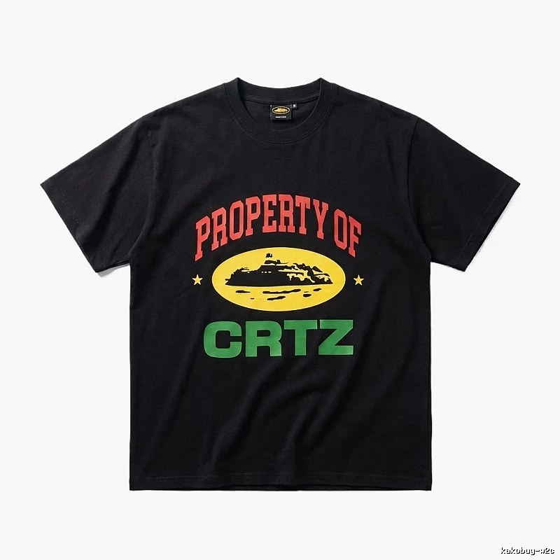 Corteiz Black "PROPERTY OF" Streetwear Short-sleeve Shirt