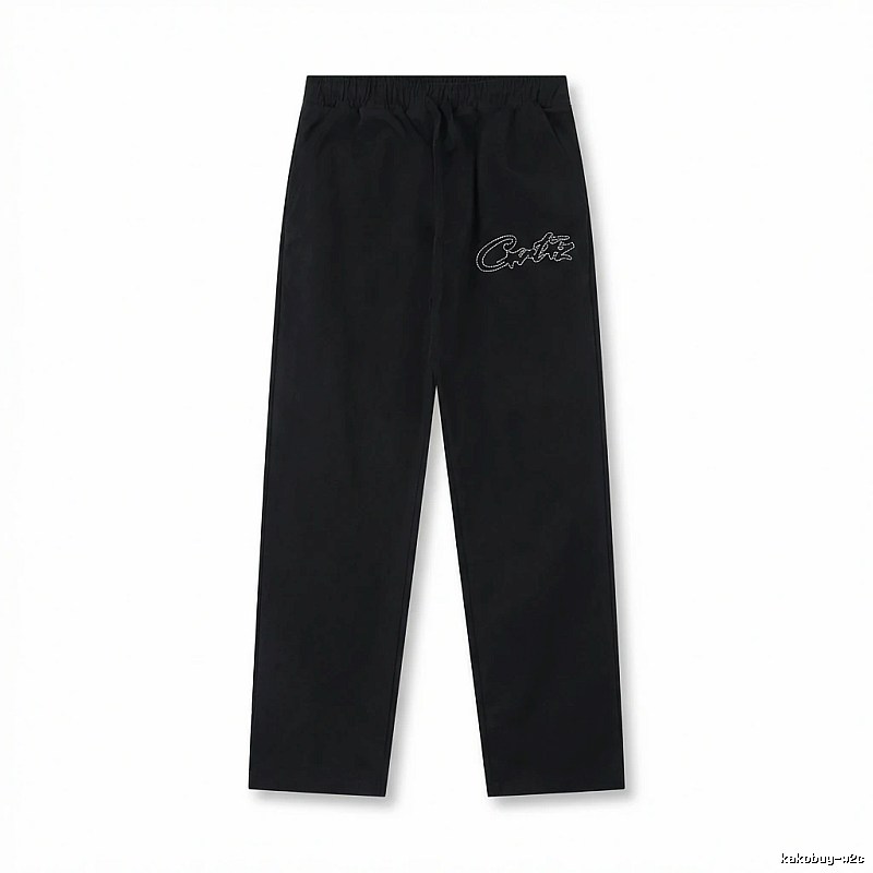 Corteiz minimalist style black long trousers