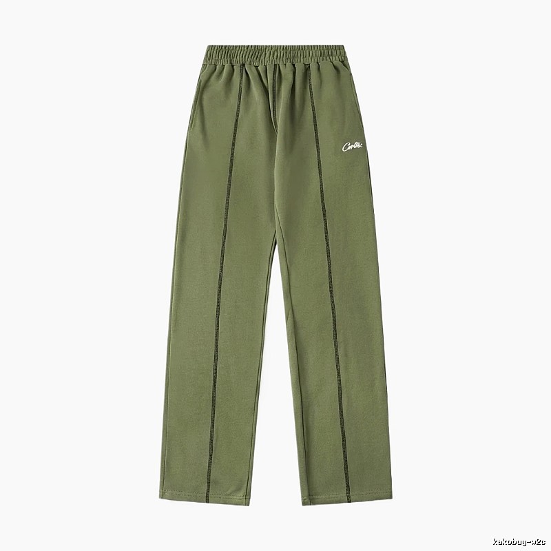 Corteiz minimalist style olive green long trousers