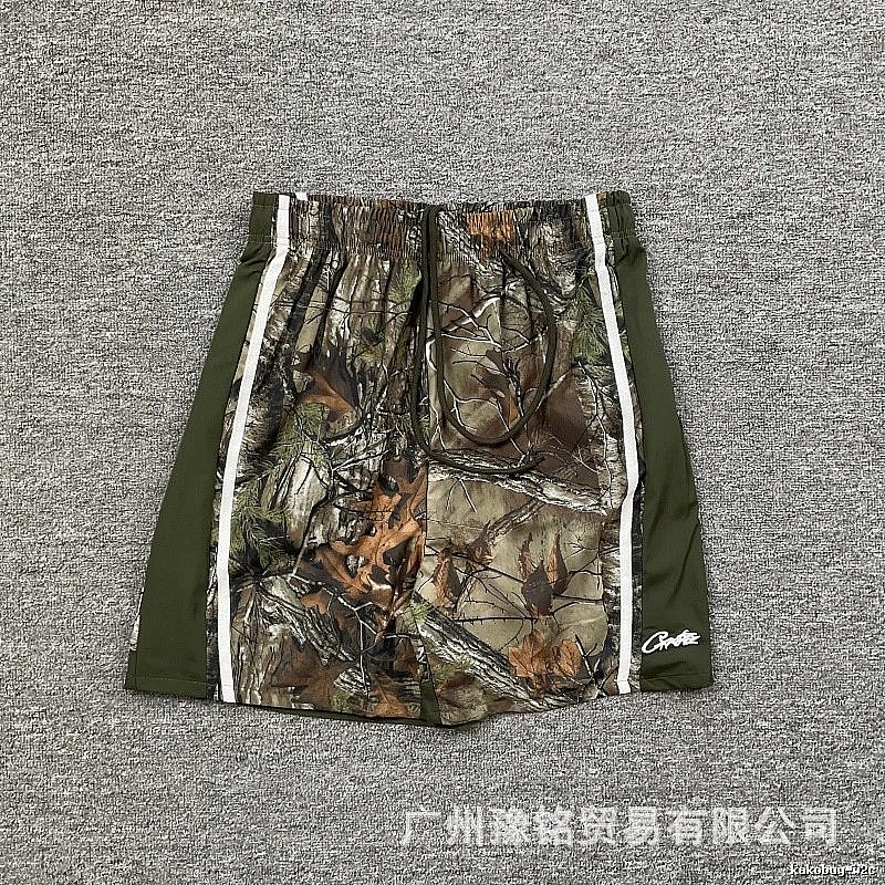 Corteiz Street Style Camouflage Army Green Athletic Shorts