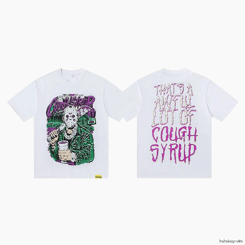 COUGH SYRUP Jason Print Street Style White T-shirt
