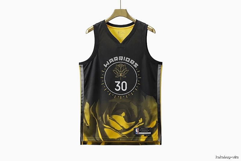 Curry Warriors black and yellow trendy brand jersey