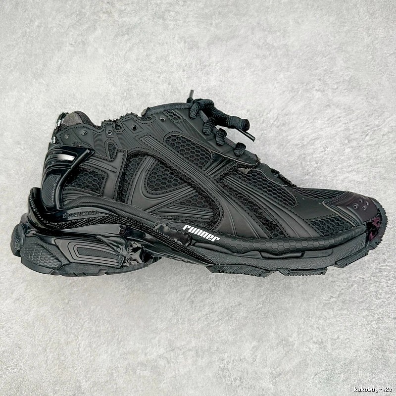 Dark Layered Panels Balenciaga Black Runner Sneaker for Streetwear Looks