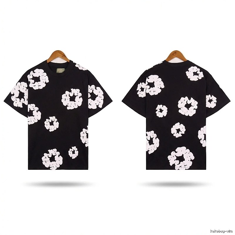 DENIM TEARS Black and White Retro Short-sleeve Shirt