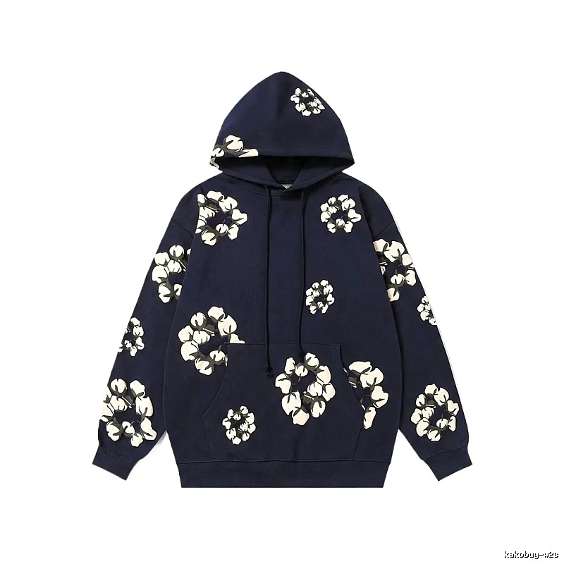 DENIM TEARS Floral Style Navy Blue Hoodie