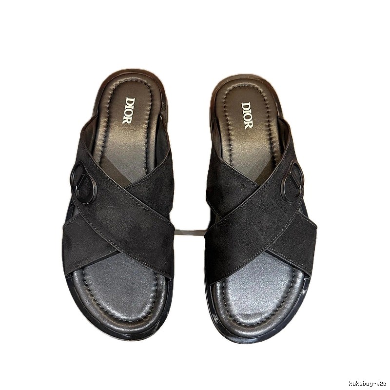 Dior Classic Casual Style Black Criss-Cross Slide Sandals
