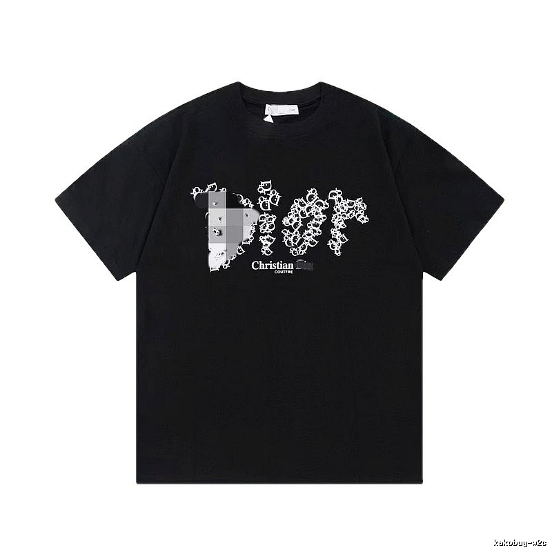 Dior Cool & Trendy Style Printed Black Short-sleeve T-shirt