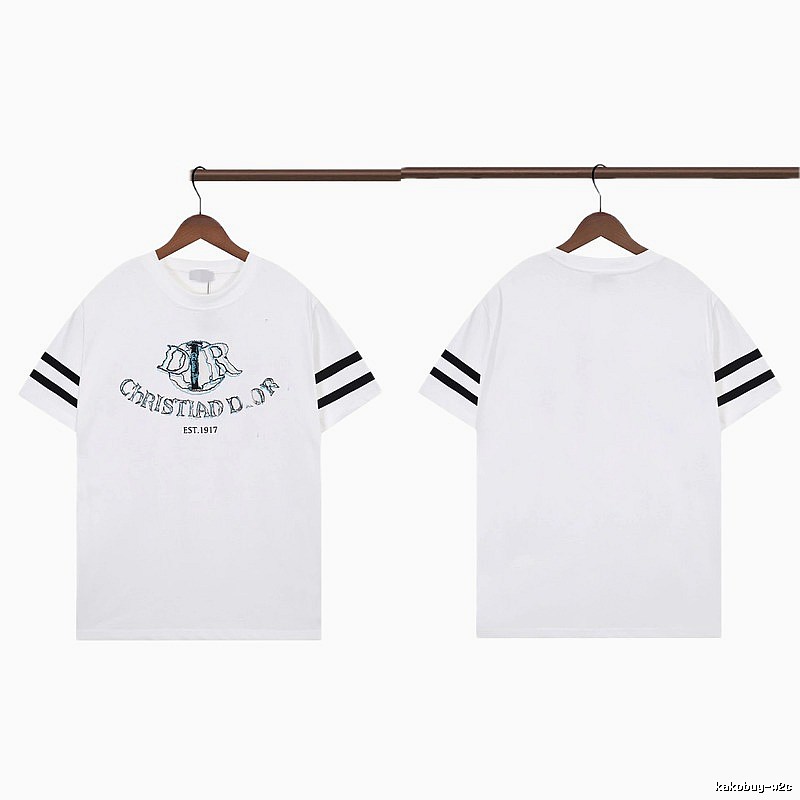 Dior Embroidered Collection Vintage Style White Short-sleeve T-shirt