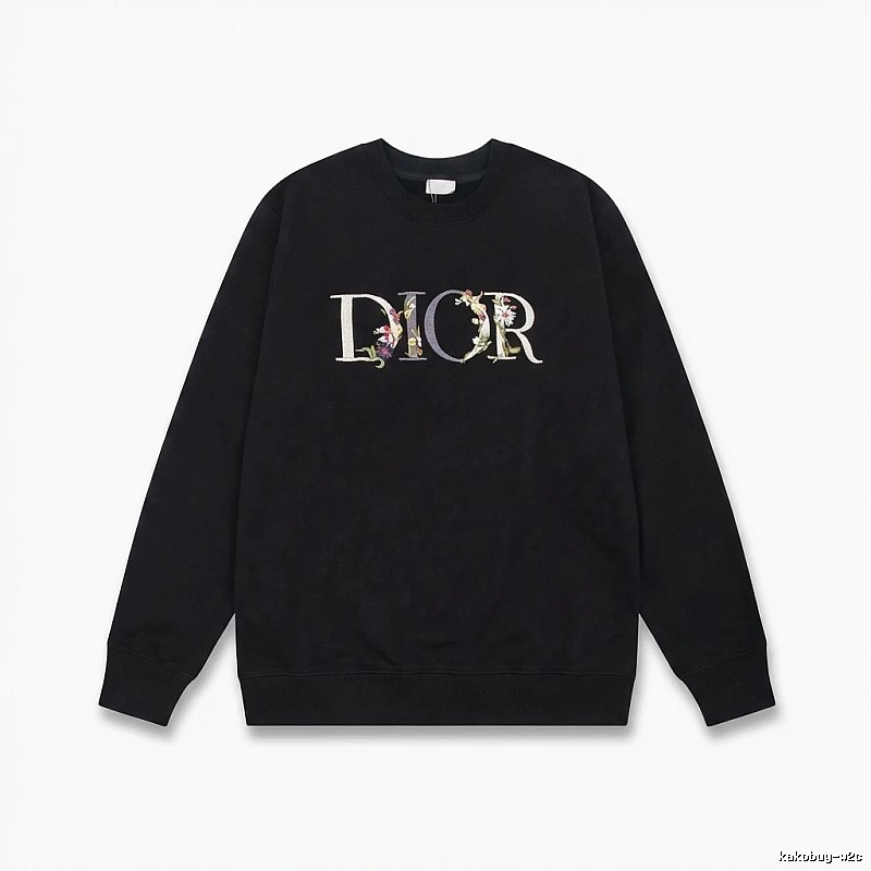 Dior Floral Alphabet Style Black Sweatshirt
