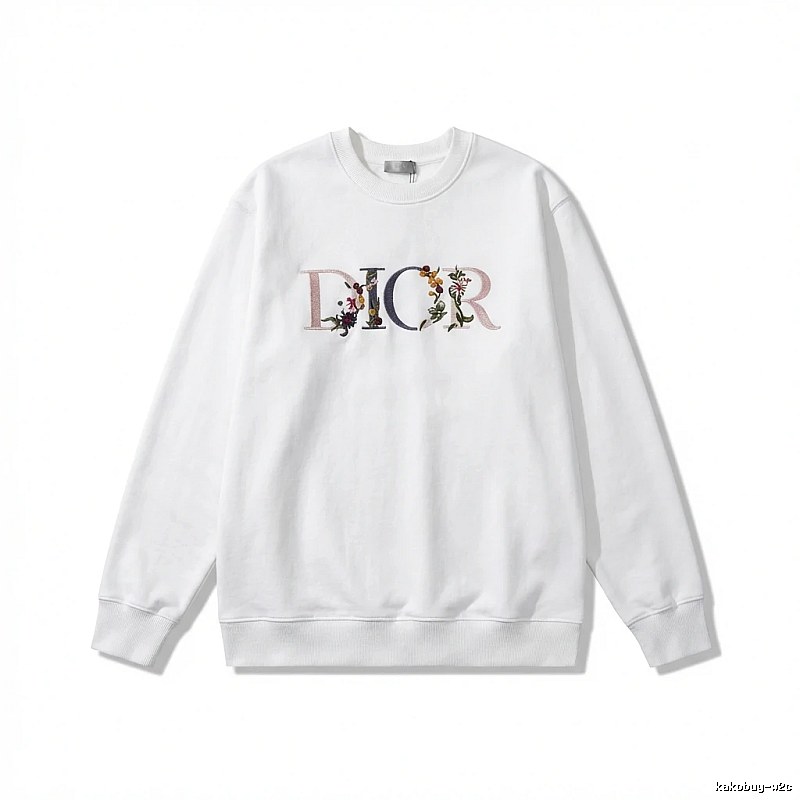 Dior floral embroidery style white sweatshirt
