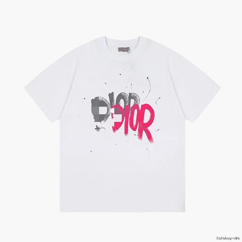 Dior Graffiti Street Style White Short-Sleeve T-Shirt