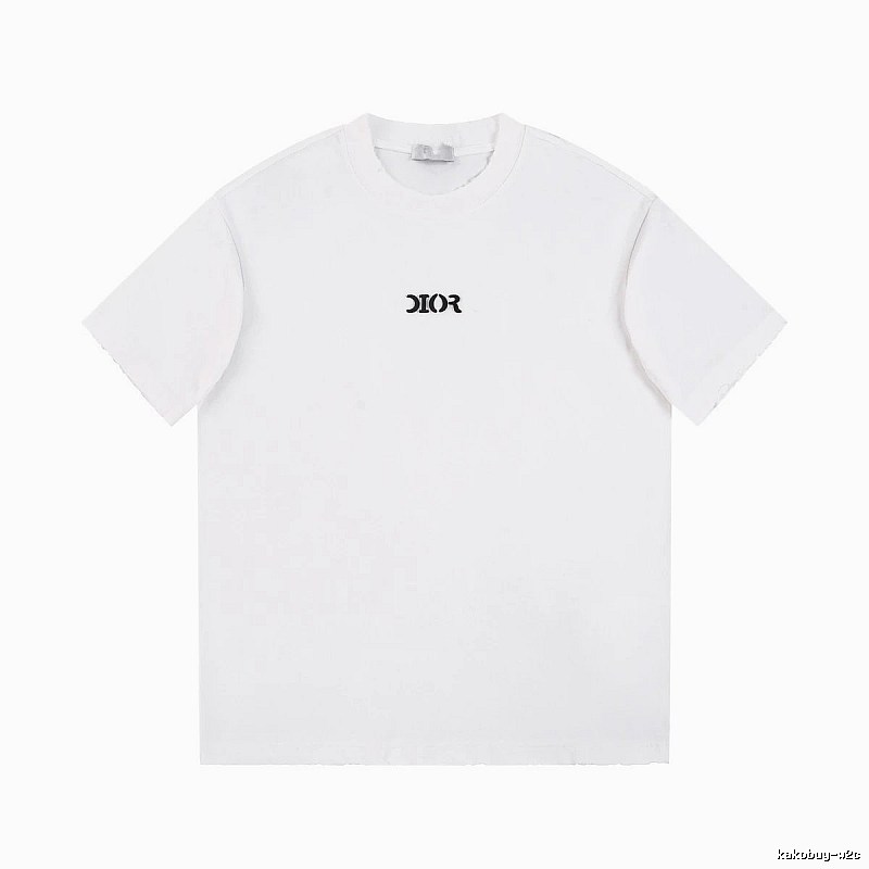 Dior Minimalist Style Embroidered Logo White Short-sleeved T-shirt
