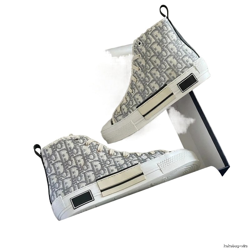 Dior monogram high-top gray shoes