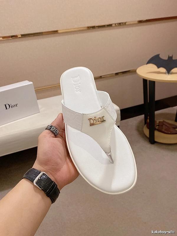 Dior Oblique Casual Style White Flip-Flops