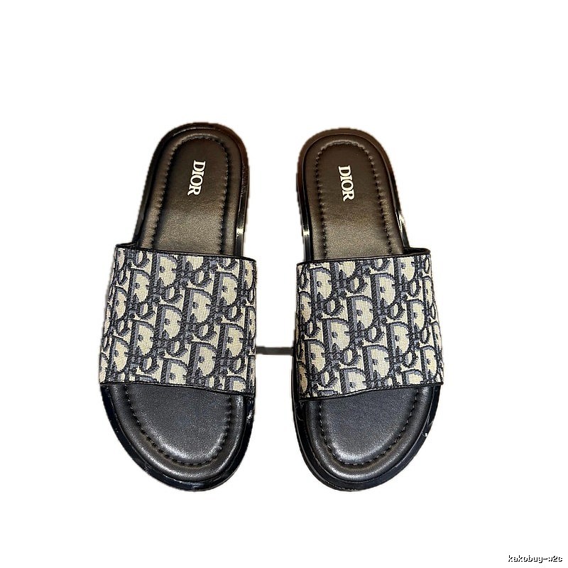 Dior Vintage Monogram Black and Grey Slides