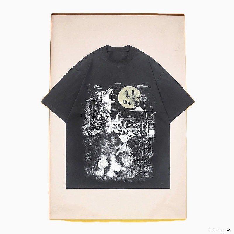 DREW Animal Print Street Style Black T-Shirt
