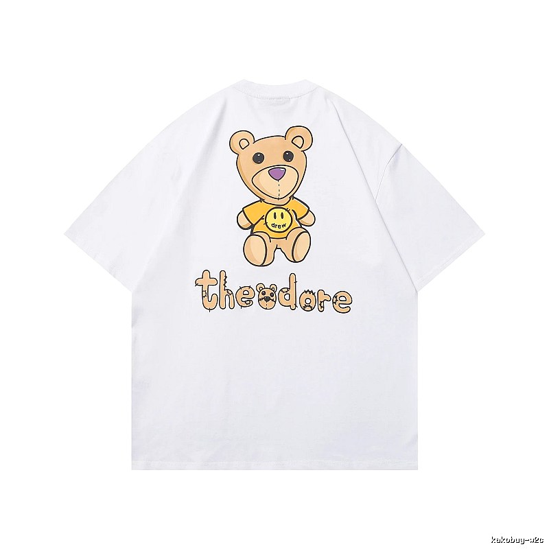 DREW Bear Print Street Style White T-shirt