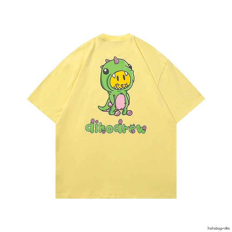 DREW Dinosaur Print Street Style Yellow Short-sleeve T-shirt