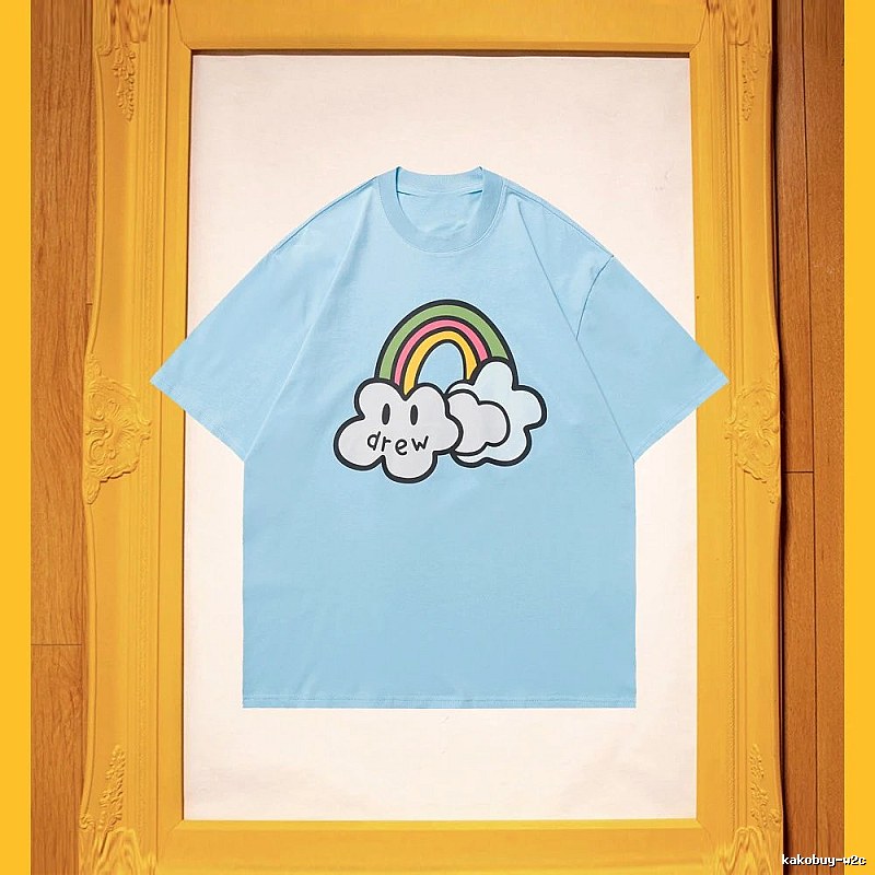 DREW Rainbow Cloud Casual Style Light Blue Short Sleeve T-Shirt