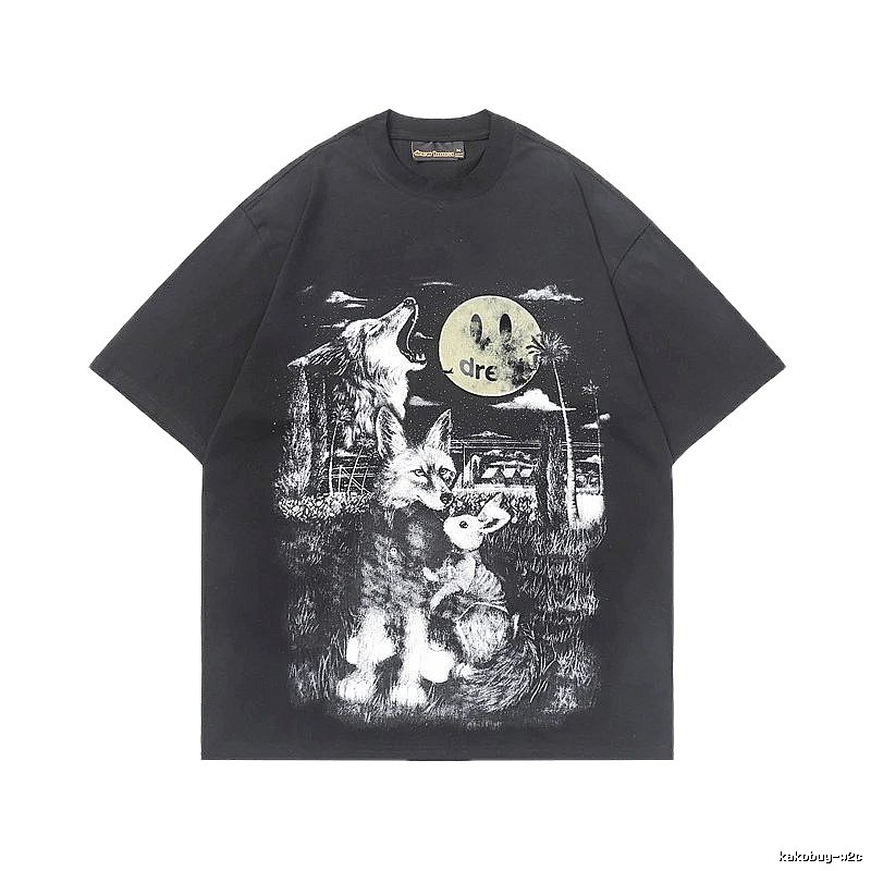 DREW Smiley Collection Street Style Black T-Shirt