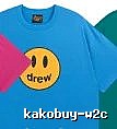 DREW Smiley Face Street Style Blue Short Sleeve T-Shirt