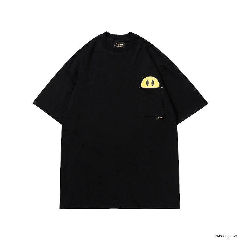 DREW Smiley Pocket Street Style Black T-Shirt