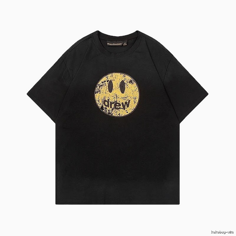 DREW Smiley Series Street Style Black T-shirt