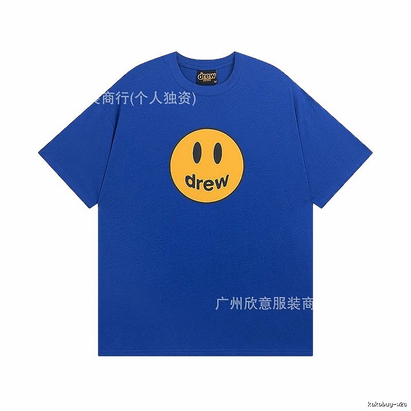 DREW Smiley Street Style Klein Blue Short Sleeve T-shirt