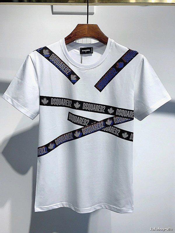 DSQUARED2 Webbing Streetwear Brand White Short-sleeve T-shirt