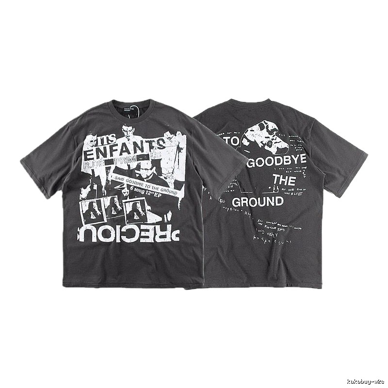ERD GRJKD Printed Dark Style Charcoal Gray T-Shirt