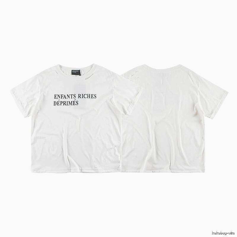 ERD Letter Ripped Street Style White T-Shirt