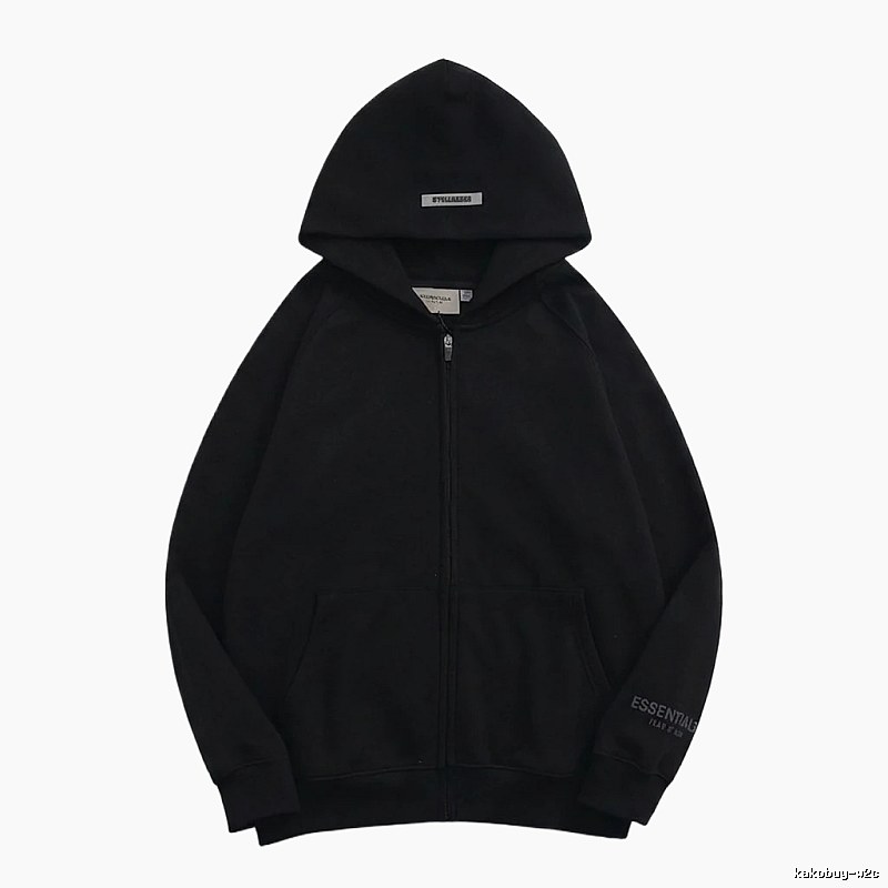 ESSENTIALS minimalist style black hoodie