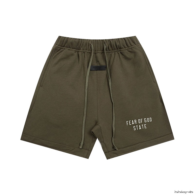 ESSENTIALS Sporty Military Green Shorts