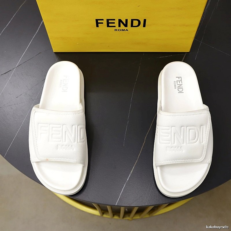 FENDI ROMA Collection Minimalist Style White Slide Sandals